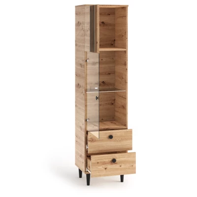 Presklená úzka skriňa 50 cm WARDOX - dub artisan