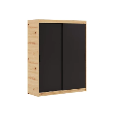 Skriňa s posuvnými dverami 160 cm WARDIO - dub artisan / čierna