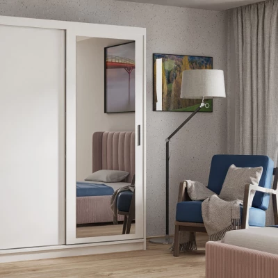 Dvojdverová skriňa so zrkadlom 180 cm SKRONA - biela