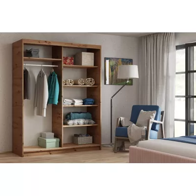 Dvojdverová skriňa so zrkadlom 160 cm SKRONA - dub artisan / čierna