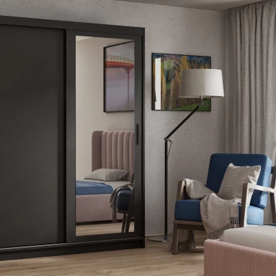 Dvojdverová skriňa so zrkadlom 120 cm SKRONA - čierna