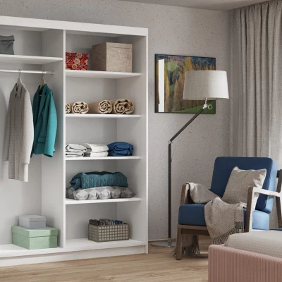 Šatníková skriňa s lamelami a zrkadlom 180 cm WARDERO - dub artisan