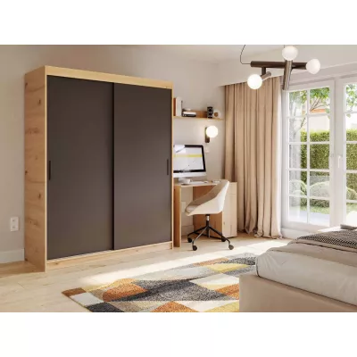 Skriňa s posuvnými dverami 120 cm WARDIO - dub artisan / čierna