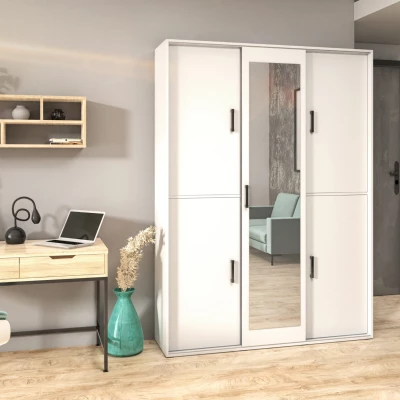 Priestranná šatníková skriňa so zrkadlom 150 cm AUREVIA - biela