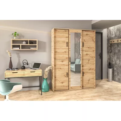 Priestranná šatníková skriňa so zrkadlom 150 cm AUREVIA - dub artisan