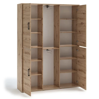Priestranná šatníková skriňa so zrkadlom 150 cm AUREVIA - dub artisan