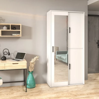 Šatníková skriňa so zrkadlom 100 cm AUREVIA - biela
