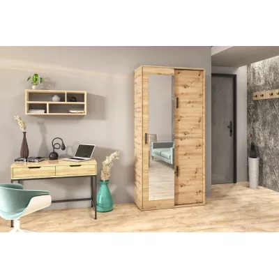 Šatníková skriňa so zrkadlom 100 cm AUREVIA - dub artisan
