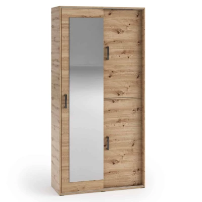 Šatníková skriňa so zrkadlom 100 cm AUREVIA - dub artisan