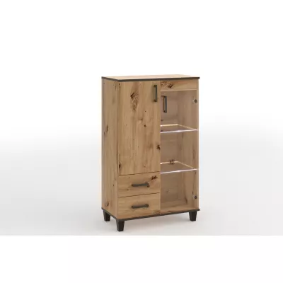 Vysoká presklená komoda NAIRI - dub artisan