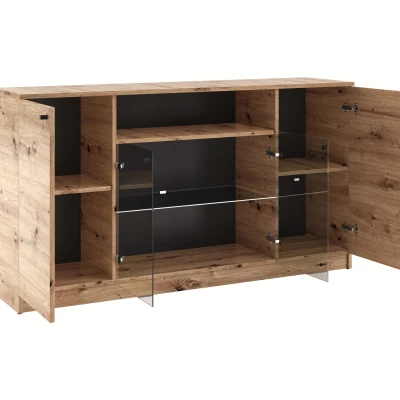 Presklená komoda GIDOEN - dub artisan