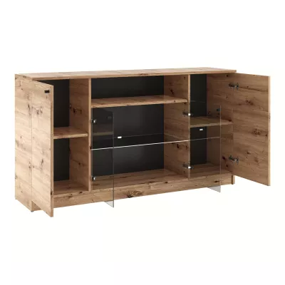 Presklená komoda GIDOEN - dub artisan