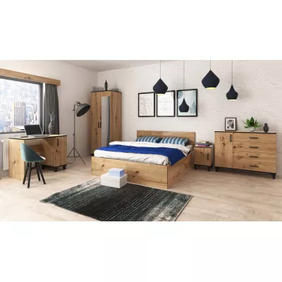 Šatníková skriňa so zrkadlom 80 cm NAIRI - dub artisan