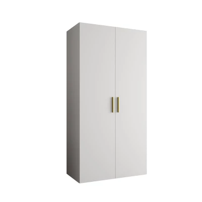 Priestranná šatníková skriňa HELMA 1 100 cm - biela / zlaté úchyty