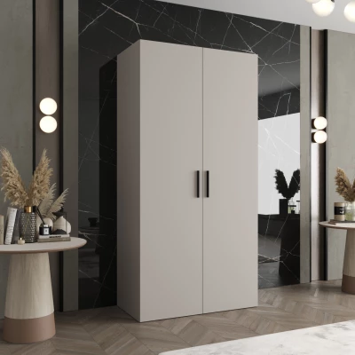 Priestranná šatníková skriňa HELMA 1 100 cm - kašmír / čierne úchyty