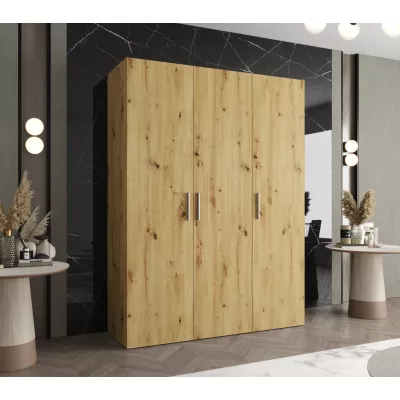 Priestranná šatníková skriňa HELMA 1 150 cm - dub artisan / strieborné úchyty