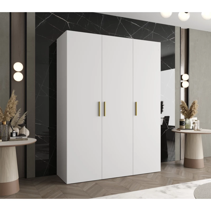 Priestranná šatníková skriňa HELMA 1 150 cm - biela / zlaté úchyty