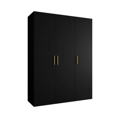 Priestranná šatníková skriňa HELMA 1 150 cm - čierna / zlaté úchyty