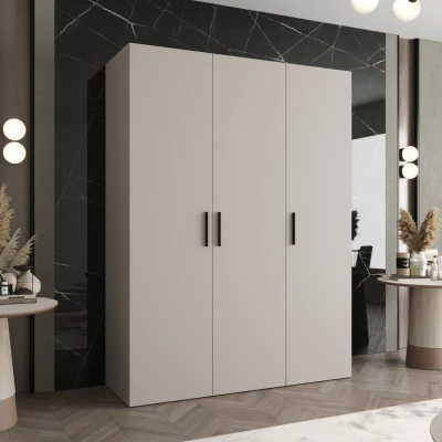 Priestranná šatníková skriňa HELMA 1 150 cm - kašmír / čierne úchyty