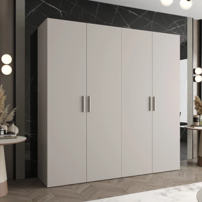 Priestranná šatníková skriňa HELMA 1 200 cm - kašmír / strieborné úchyty
