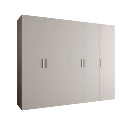 Priestranná šatníková skriňa HELMA 1 250 cm - kašmír / strieborné úchyty
