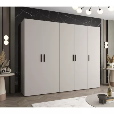 Priestranná šatníková skriňa HELMA 1 250 cm - kašmír / čierne úchyty