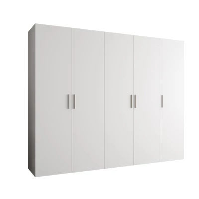 Priestranná šatníková skriňa HELMA 1 250 cm - biela / strieborné úchyty