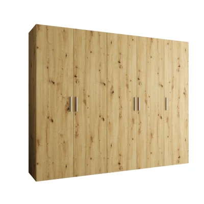 Priestranná šatníková skriňa HELMA 1 250 cm - dub artisan / strieborné úchyty