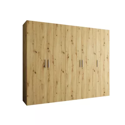Priestranná šatníková skriňa HELMA 1 250 cm - dub artisan / strieborné úchyty