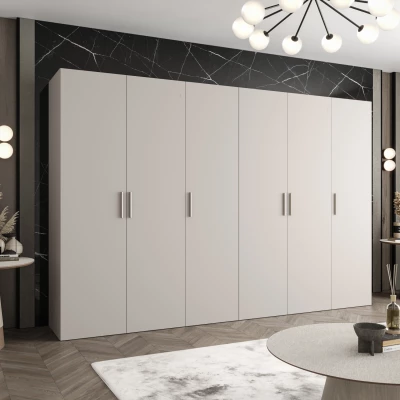 Priestranná šatníková skriňa HELMA 1 300 cm - kašmír / strieborné úchyty