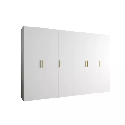 Priestranná šatníková skriňa HELMA 1 300 cm - biela / zlaté úchyty