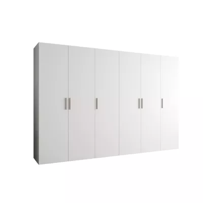 Priestranná šatníková skriňa HELMA 1 300 cm - biela / strieborné úchyty