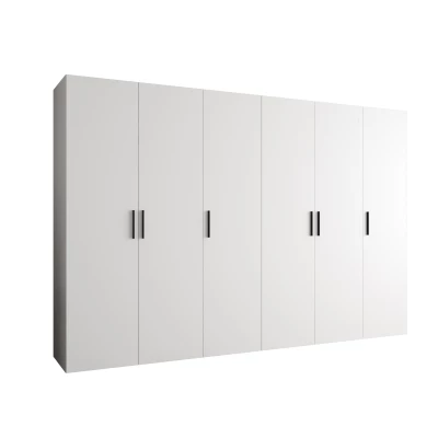 Priestranná šatníková skriňa HELMA 1 300 cm - biela / čierne úchyty