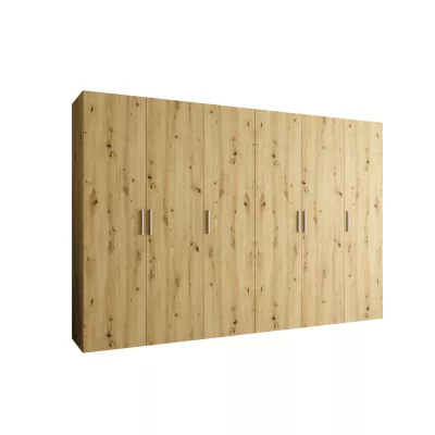 Priestranná šatníková skriňa HELMA 1 300 cm - dub artisan / strieborné úchyty