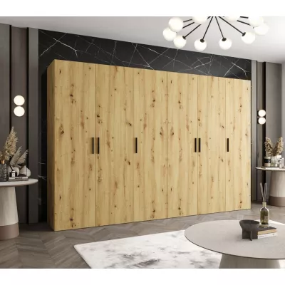 Priestranná šatníková skriňa HELMA 1 300 cm - dub artisan / čierne úchyty