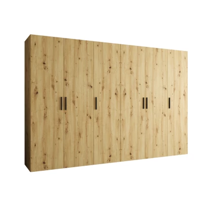 Priestranná šatníková skriňa HELMA 1 300 cm - dub artisan / čierne úchyty