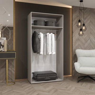 Šatníková skriňa so zrkadlom HELMA 2 100 cm - kašmír / zlatý úchyt