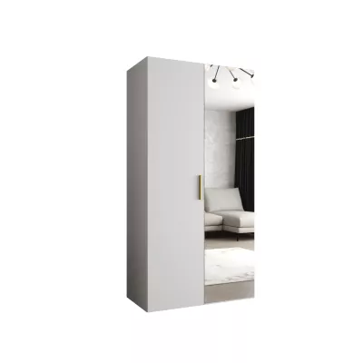 Šatníková skriňa so zrkadlom HELMA 2 100 cm - biela / zlatý úchyt