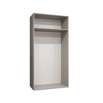 Šatníková skriňa so zrkadlom HELMA 2 100 cm - biela / čierny úchyt