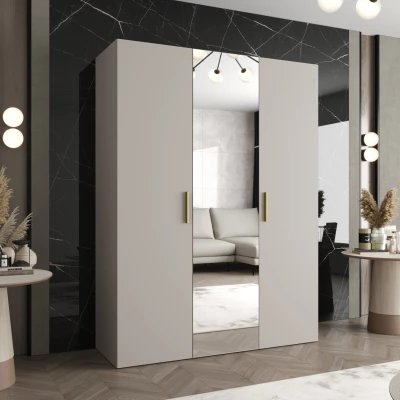 Šatníková skriňa so zrkadlom HELMA 2 150 cm - kašmír / zlaté úchyty