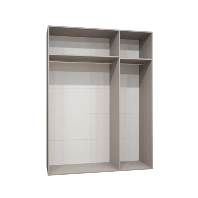 Šatníková skriňa so zrkadlom HELMA 2 150 cm - kašmír / strieborné úchyty