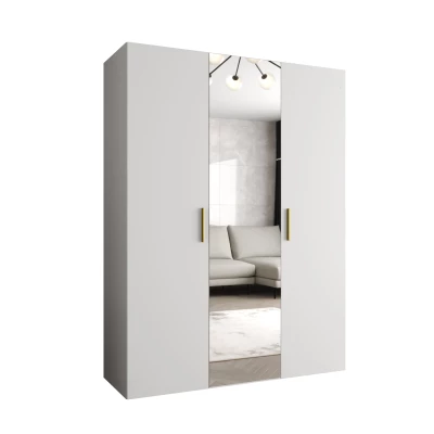 Šatníková skriňa so zrkadlom HELMA 2 150 cm - biela / zlaté úchyty