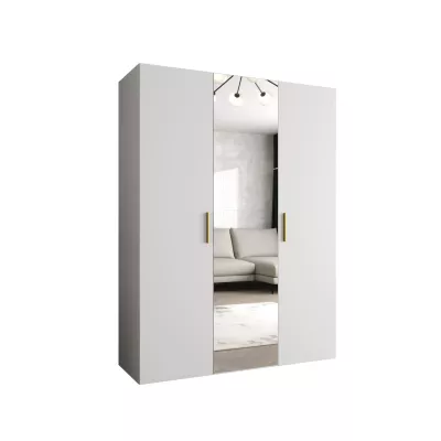 Šatníková skriňa so zrkadlom HELMA 2 150 cm - biela / zlaté úchyty