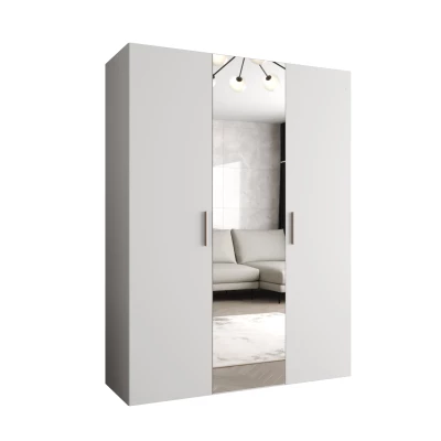 Šatníková skriňa so zrkadlom HELMA 2 150 cm - biela / strieborné úchyty