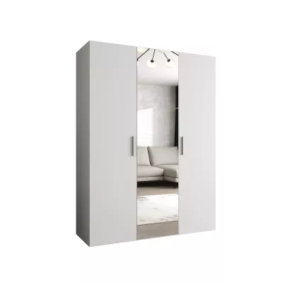 Šatníková skriňa so zrkadlom HELMA 2 150 cm - biela / strieborné úchyty