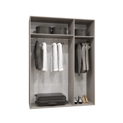 Šatníková skriňa so zrkadlom HELMA 2 150 cm - biela / strieborné úchyty