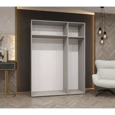 Šatníková skriňa so zrkadlom HELMA 2 150 cm - biela / strieborné úchyty