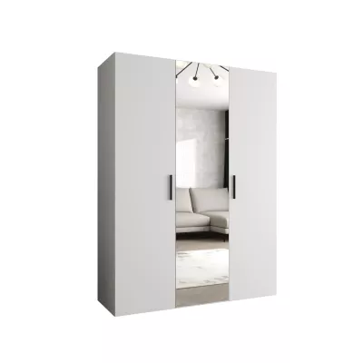 Šatníková skriňa so zrkadlom HELMA 2 150 cm - biela / čierne úchyty