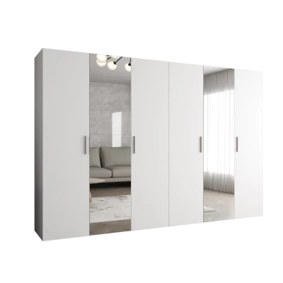 Šatníková skriňa so zrkadlami HELMA 2 300 cm - biela / strieborné úchyty