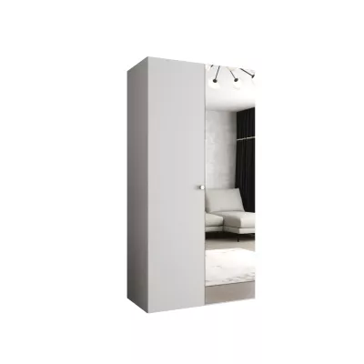 Zrkadlová šatníková skriňa CAITIR 2 100 cm - biela / strieborný úchyt
